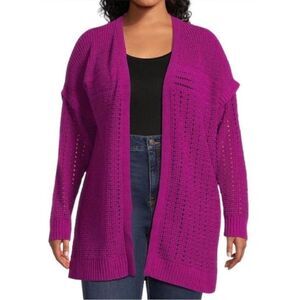 Terra & Sky Purple Open Front Cardigan(Size OX)